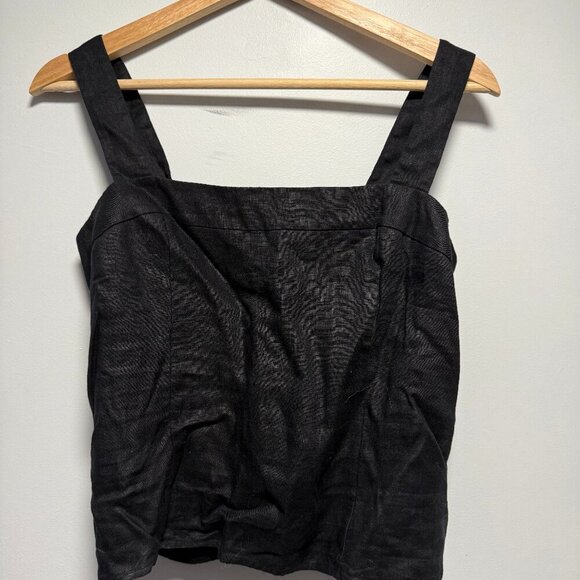 Quince 100% European Linen Fitted Tank Small Black NWT - Picture 2 of 9